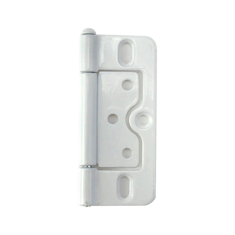 Heavy Duty 3 Inch Non-Mortise Bifold Door Hinges Iron With Electroplated Finish White 6 Pack Includes Screws Built To Last For Interior Doors And Cabinets Tough As Nails, white hinge close-up