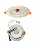 4 Inch LED Downlight 9W Dimmable With 90 Minute Emergency Battery Backup Ultra Slim Recessed Ceiling Light 100-277V No Extra Wiring Needed Easy Test Button, front and back view showing easy test button and wiring details.