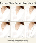 Woman wearing pearl necklaces of various lengths from 16 to 36 inches, showing different fit styles.