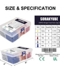 100 Piece Color Coded Wire Nut Assortment Kit With Winged Wire Caps Stainless Steel Terminals For Electrical Wiring, Includes Yellow Tan Red Gray Blue Caps For Quick, Secure Twist Nut Connections shown in packaging.