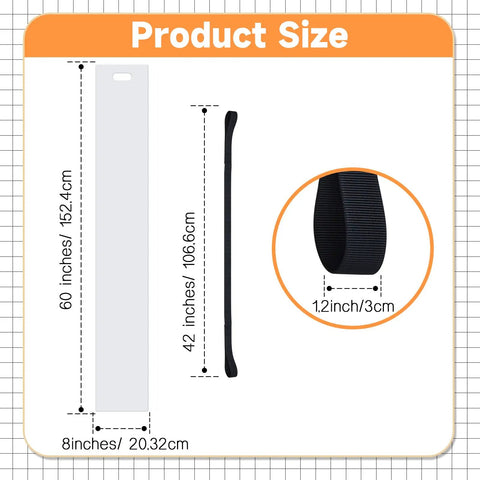 Product size chart showing 2 Pack Appliance Sliders With Straps For Easy Move Of Heavy Duty Fridges, Washers, Dryers, 8x60 inch sliding sheets.