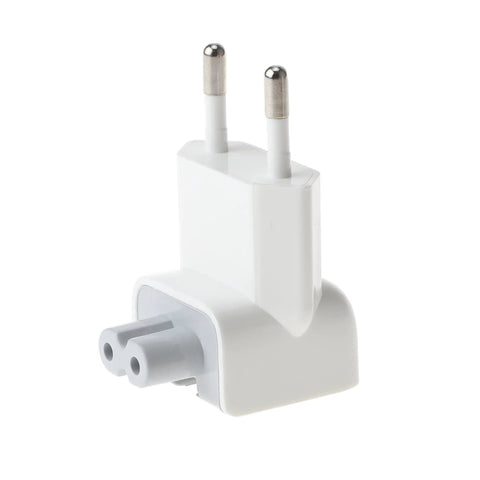 EU Plug Converter Travel Charger Adapter For Apple iBook And MacBook Pro, two-pin EU style, white, slim design, side view