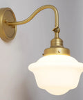 SongCiLT Vintage Sconce Wall Lighting with Milk White Glass Shade mounted on wall with adjustable arm and gold finish.
