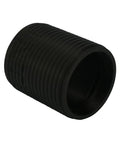 Black ribbed vacuum hose coupler, OD 2.2 in, ID 2.0 in, CCW thread, side view