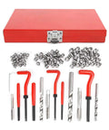 Heavy-Duty 88-Piece Thread Repair Kit For M6 M8 M10 With Taps Drills Inserts And Installation Tools, Durable steel alloy set with red case