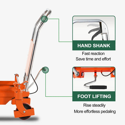 Beefy Heavy Duty Double Scissor Lift Table Cart With 59 Inch Lift Height Hydraulic Foot Pump 1760 Lb Capacity 48 By 24 Inch Platform