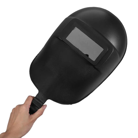 Handheld Welding Helmet With Flip Up Movable Lens Anti Glare Welder Mask For Cutting And Grinding Pro Grade Ergonomic Design Plastic Welding Protective Gear Black held by hand