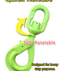 Badass Heavy Duty Swivel Lifting Hook 17637 Lbs Capacity With Spring Loaded Self Lock for heavy-duty rigging with 360° rotation.