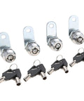 4 Pack Tubular Key Cam Locks Keyed Alike For Mailbox Desk Cabinet Drawer Security with included keys displayed