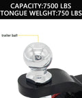 Heavy Duty Trailer Hitch Ball Mount With Tow Shackle And Three Quarter Inch Hitch Pin Clip For Trucks SUVs And Cars 2 In 1 Multifunction Hitch Mount Fits Two Inch Receivers, showing 2 inch trailer ball and capacity details.