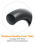 16x2.125 Replacement Butyl Inner Tube With CR202 Bent Valve Stem 2 Pack, shown close-up with strong anti-shock material