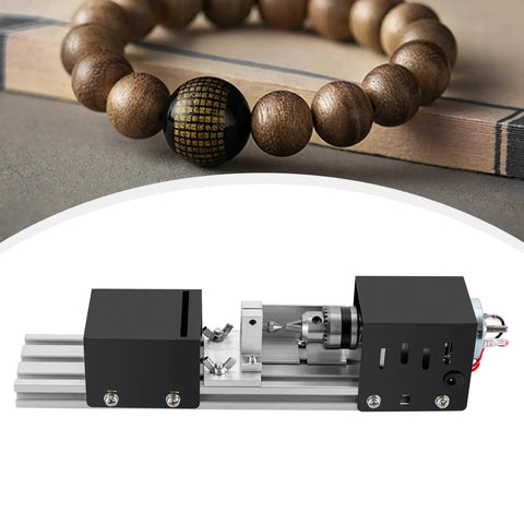 Mini Lathe Beads Polisher With Aluminum Alloy Body Offers 7 Speed Settings Up To 8000Rpm For Effortless Woodworking and DIY Craft Projects, showing compact design.