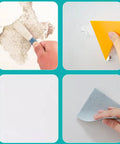 Fast Dry Wall Patch Kit For Holes And Cracks Self Adhesive Putty application process and tools shown