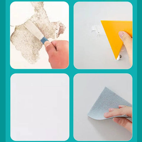 Fast Dry Wall Patch Kit For Holes And Cracks Self Adhesive Putty application process and tools shown