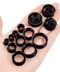 Silicone Ear Gauges And Plugs Kit For Ear Stretching Black Invisible Rings Tunnels For Men And Women Starter Expander Set With Multiple Sizes 4mm To 20mm on hand