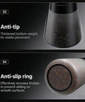 Smart Vacuum Sealed Coffee Canister With Digital Display And Humidity Monitor, 650Ml showing anti-tip base and anti-slip ring design.