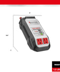 Badass Heavy Duty 500 Watt Power Inverter With Dual Usb Ports Vehicle Battery Clamps And 12V Dc Plug For Ride Ready Camping Tailgating Adventures Grey Converter, showing dimensions and design.