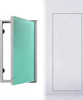 Solid As A Rock Drywall Access Panel 15 By 23 Inches Magnetic Push Latch shown open with a flush fit design for easy access.