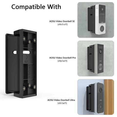 Adjustable 0 To 90 Degree Left And Right Angle Mount For AOSU Video Doorbell Ultra Pro SE Black No Hassle Install Tilt Bracket