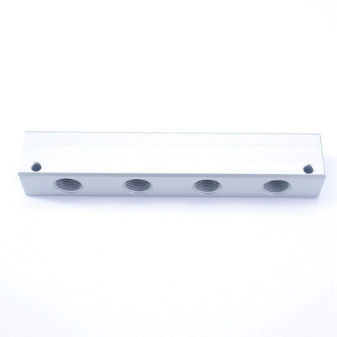 G1 4 BSP Port Four Way Six Port Pneumatic Air Manifold Block Splitter Beefy Built Solid Aluminum For Water Gas Oil Systems Durable Lightweight Body