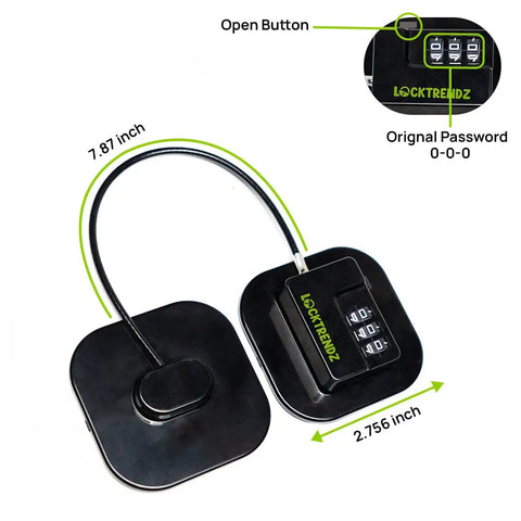 Heavy Duty Fridge Lock For Kids With Password, Black Stainless Steel Child Safety Lock For Kitchen Cabinets and Freezers, Combination View