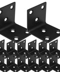 Twenty Pack One And A Half Inch Black Stainless Steel L Brackets, Forty Millimeter Wide Heavy Duty Corner Braces for Wood Frames