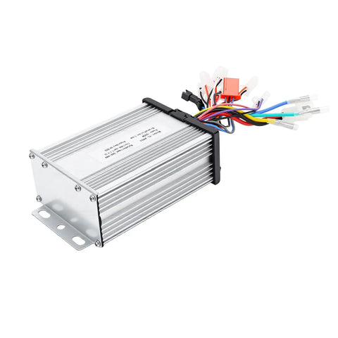 Beefed-Up 500W Brushless Motor Controller With Aluminum Alloy Enclosure, wiring shown, for Electric Bikes and Tricycles.