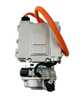 Heavy Duty EV AC Compressor Built To Handle Business And Keep Your Ride Cool Compatible With Aeolus E70 320V showing silver body and orange wire.