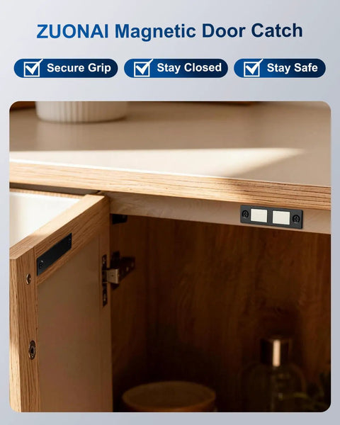 Heavy Duty Magnetic Door Catch With Twin Magnet Core For Cabinets And Drawers Over 35 Lb Hold Black Double Magnetic Closure installed