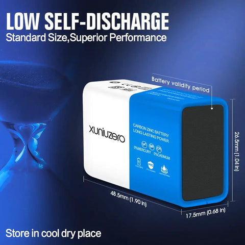 Stock Up On These 4 Pack 9V Batteries For Smoke Detectors Alarms Wireless Doorbells And Electronics They Bring Heavy Duty Reliability Smoothly Without The Hassle, showing a durable carbon zinc battery with dimensions.