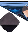 Ultra Soft Microfiber Car Touch Screen Cleaning Cloth for Dashboard and Interior, shown cleaning a car display screen.