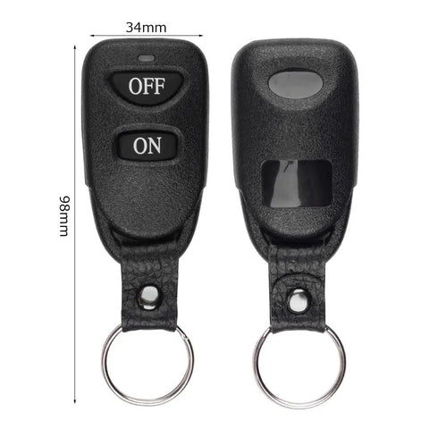 Front and back view of wireless transmitters for Beefy 12V 40A Relay With 1 Channel 433MHz Wireless Remote Control Latching Function Easy Install.