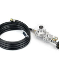 Stanbroil horizontal two-stage propane regulator with 10 ft hose and gauge; POL inlet to 3/8-inch female flare connector