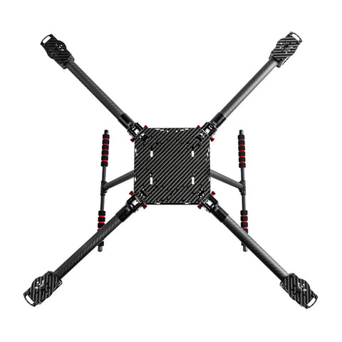 Top view of Foldable Carbon Fiber Quadcopter Frame For Heavy Lift Drones With 550/600/650/700mm Wheelbase And Carbon Landing Gear Perfect For Aerial Photography Mapping And Industrial Drone Applications.