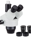 Digital Pro Trinocular Stereo Zoom Microscope With Boom Stand, Long Working Distance, 5MP USB 2.0 Camera, Clear Live View For Circuit Boards, Dental Appliances, And Other Large Items Inspections, white body with eyepieces