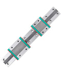 Top Tier Precision MGN7C Miniature Linear Guide Rail Kit For Smooth Slider Motion on a flat surface with pre-drilled holes.