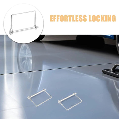 Six Pack 4 Inch Heavy Duty Stainless Steel Wire Lock Hitch Pin displayed on shiny surface