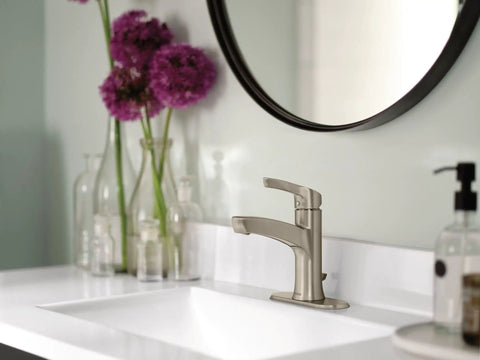Danika Single Handle 1 Hole Bathroom Faucet In Spot Resist Brushed Nickel For A Crisp Clean Look With Fingerprint Resistant Finish