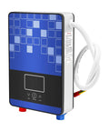 Slick Wall Mounted Electric Tankless Water Heater With 4500W Stainless Core for compact bathroom use from a side angle.