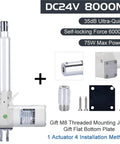 Built Like A Tank DC 24 Volt Electric Linear Actuator With Quick Setup Motor Controller And Heavy Duty Mechanical Arm Pumping Out 2000 Newton Force Plus 350 Millimeter Throw For Weekend Warriors, showcasing the 8000N actuator with a threaded joint.