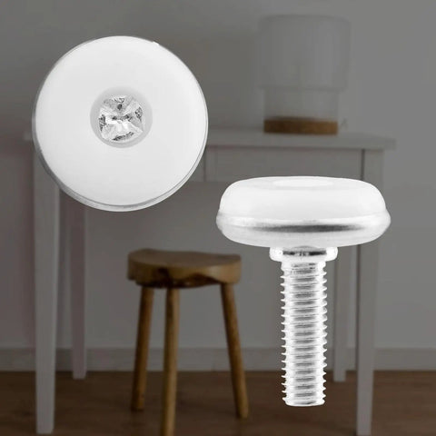 Fix Those Pesky Wobbles Fast With Adjustable M6 Furniture Levelers Screw On Glides, 36mm white glides with screw for stability.