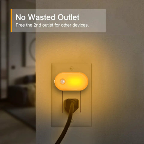 Amber 1800K Plug In Motion Sensor Night Light With Stepless Dimmable LED Always On Or Auto Off 120 Lumen No Brainer Pick in wall outlet