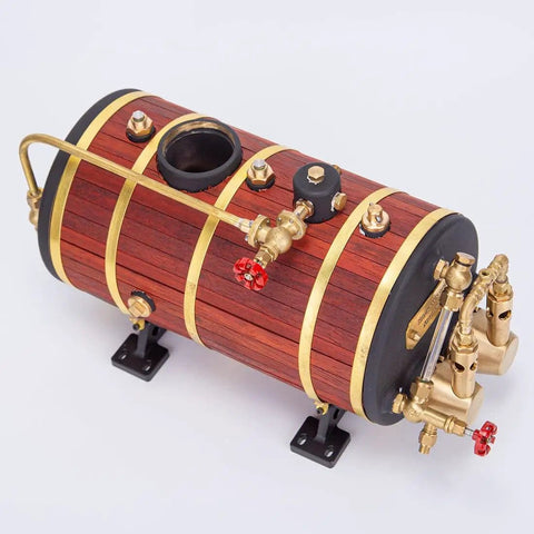 Copper Horizontal Steam Boiler With Insulation And Double Combustion Tube System, 850ml Capacity For Model Ship Engines