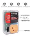 Ride Safe Voltage Protector And Surge Block Outlet with status lights and manual switch, designed for 120v power safety.