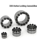 Hella Solid Industrial Locking Assemblies And Tightening Sleeve With Keyless Bushing For Easy Shaft Swaps Zero Drama Z8B EUX16 SCE201 KL201 60 By 82, five sizes of Z8B series locking assemblies.