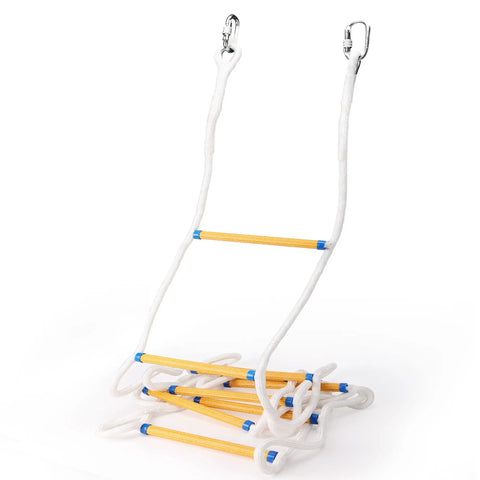 16 Foot Fire Escape Ladder For Two Story Buildings With Flame Resistant Rope Emergency Ladder For Second Floor Rescue