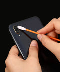 200 Piece Foam Swab Set With Sponge Tips For Inkjet Printer Print Heads Cameras And Optical Equipment Cleaning Pro Grade Open Cell Foam With Secure Poly Shaft 3.66 Inch Orange Swabs cleaning a phone camera lens