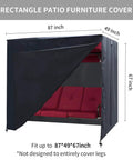 All Weather Yard Saver Swing Cover For Three Seaters And Garden Hammocks, UV Resistant And Water Repellent, 87x49x67 in black cover