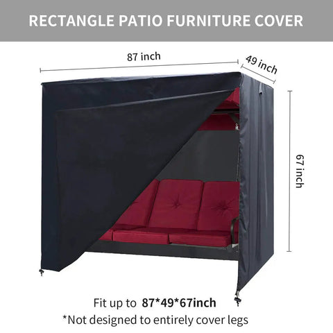 All Weather Yard Saver Swing Cover For Three Seaters And Garden Hammocks, UV Resistant And Water Repellent, 87x49x67 in black cover