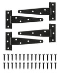 4 Pack 5 Inch T Strap Hinges Heavy Duty Outdoor Gate Hinges Black For Wood Fences Barn Doors Sheds And Gates Premium Iron Hardware